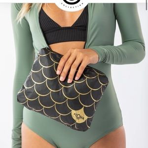 Aloha Collection small pouch black w gold mermaid NWT